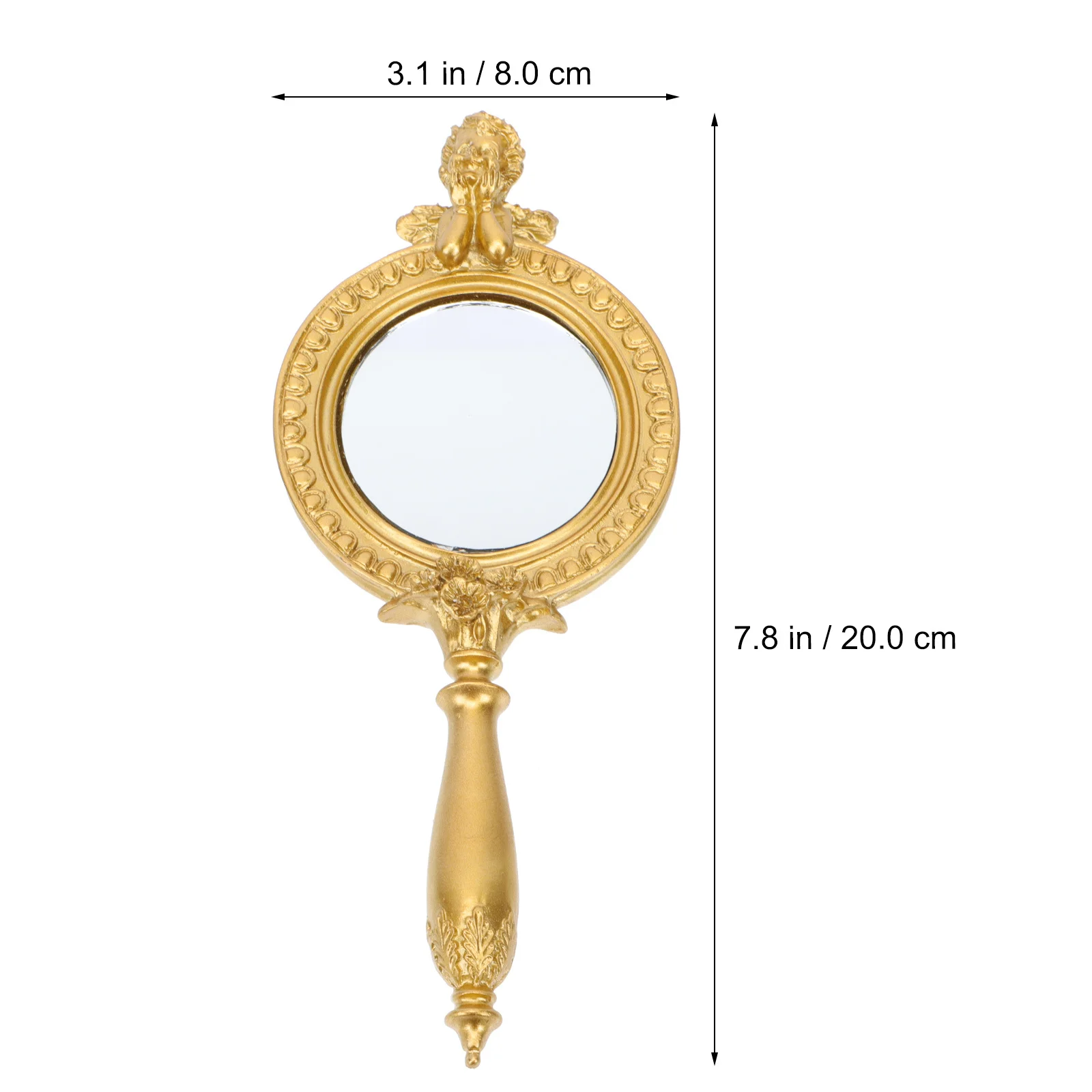 레트로 골드 엔젤 핸드헬드 미러 빈티지 컴팩트 휴대용 메이크업 미러 가볍고 우아한 디자인 고화질