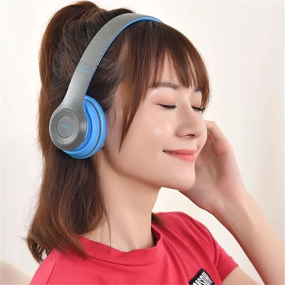 P47 Wireless Headphone Bluetooth Headset Auriculares Inalámbricos HD Handsfree Call Over Ear Game Earphone With FM TF Card Slot