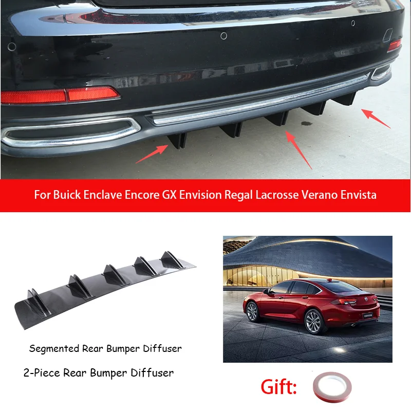 For Buick Enclave Encore GX Envision Regal Lacrosse Verano Envista  ABS Rear Bumper Lip Diffuser Shark Fin Anti-collision