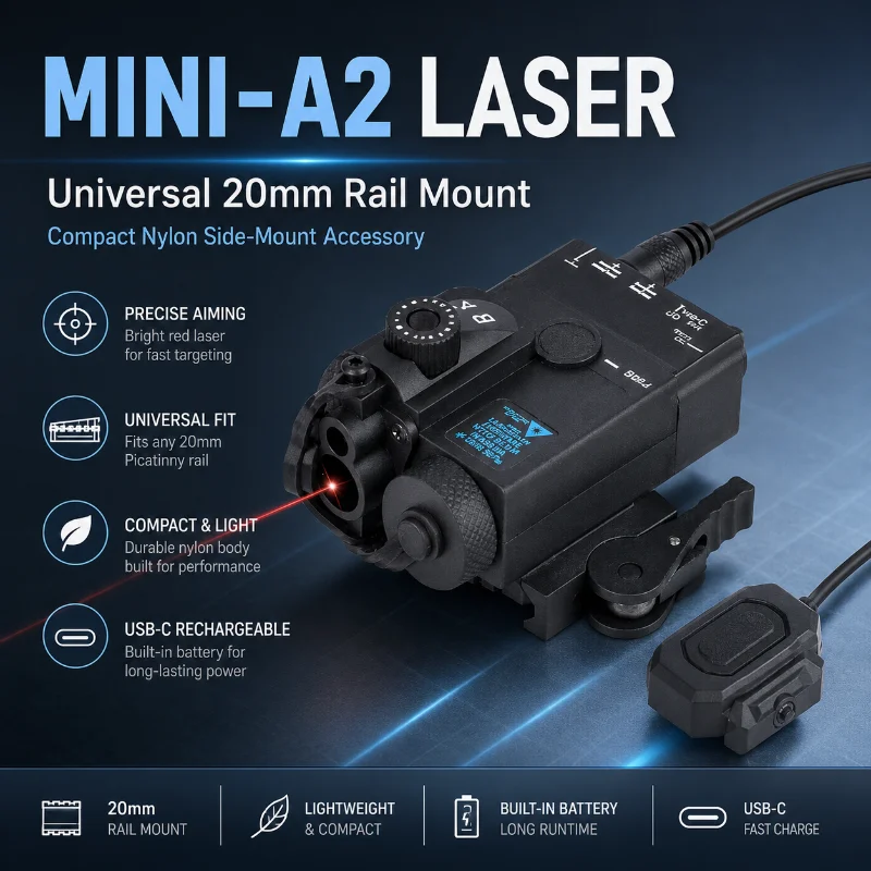 MINI-A2 Nylon Side Mount Alignment Marker Built-in Battery Type-C Rechargeable Fit Universal 20mm Hobby Rail Accessory