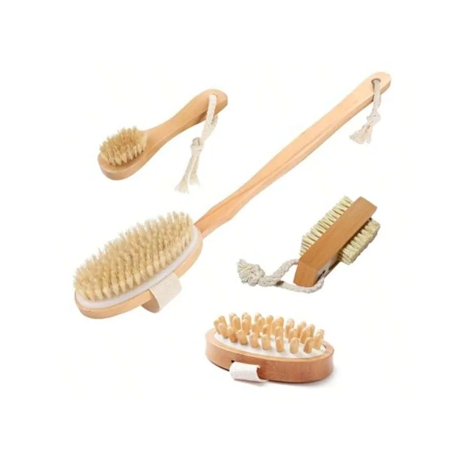 

【New style】XAPY 4-In-1 Eoliating Body Scrubbers - Shower Back Br For Wen Bristle Baoo Bres For Men Dry Bring For Lymphatic Drai