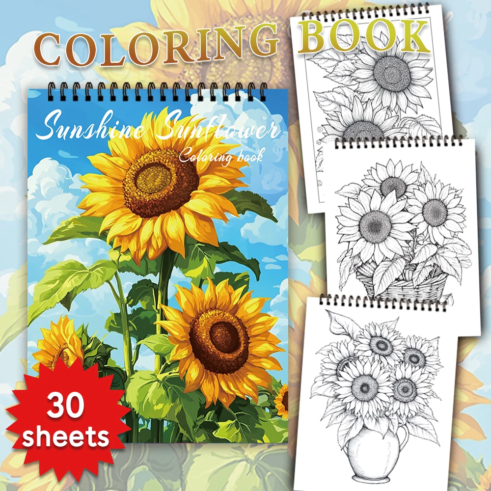 Malbuch für Erwachsene – 30 Blatt, Spiralbindung, speziell für Frauen, 11,2 x 8,3 Zoll, Zeichenbuch, Geburtstagsgeschenk, Geschenk für Feiertagspartys. – Detail 3