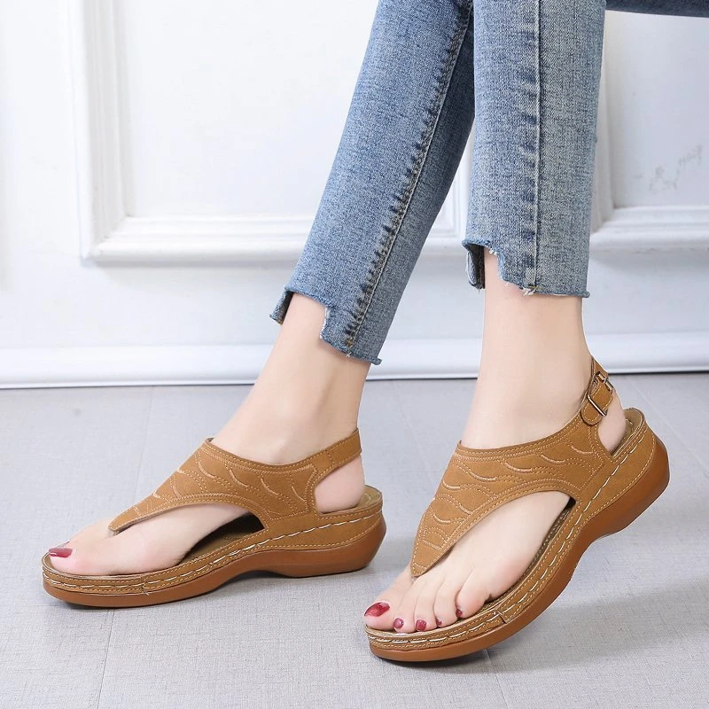 Sommer Oxford Frauen Sandalen Wohnungen Hausschuhe Pu Leder Flip-Flops Gürtel Schnalle Weibliche Schuhe 2025, Neue Rom Mode Frauen Rutschen – Detail 7