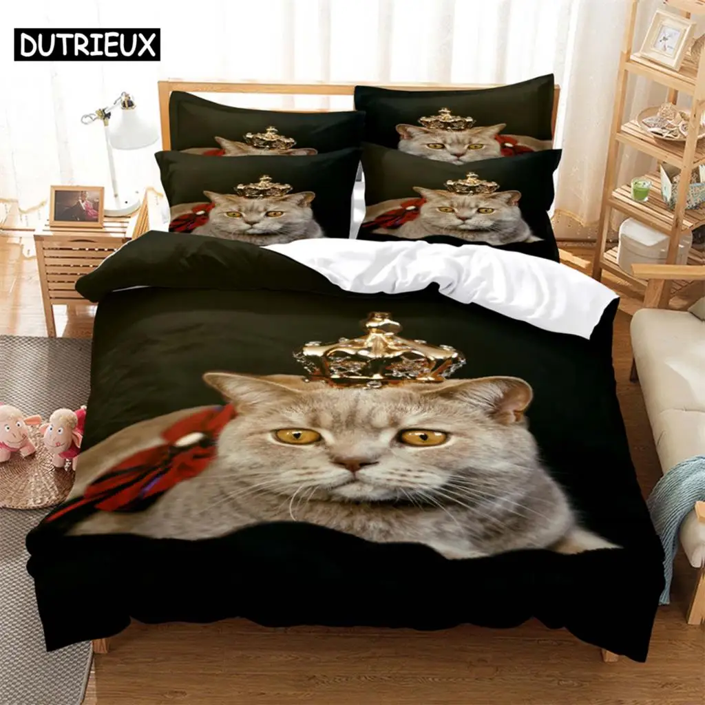 

Cat 3D Digital Bedding Sets Home Bedclothes Super King Cover Pillowcase Comforter Textiles Bedding Set bed cover set