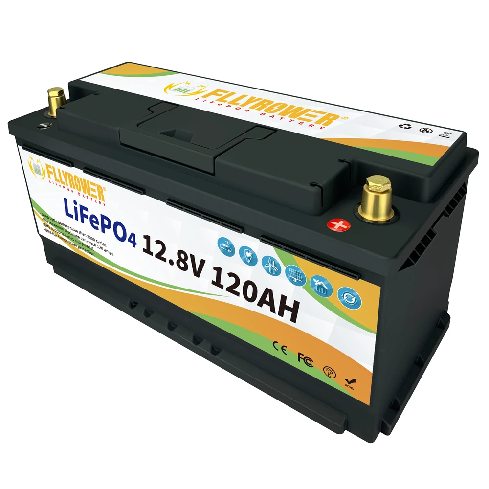 LiFePO4 Battery Pack 12V 100AH 120AH Lithium Iron Phosphate Battery LiFePO4 Built-in BMS for Solar Power System RV Motor