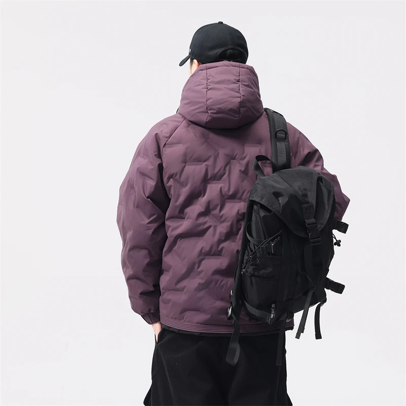 冬カジュアル高級品質メンズ綿入りジャケット冬耐寒性暖かいフード付きコートファッショナブルな綿入りジャケット