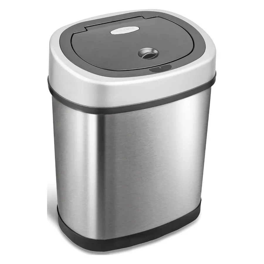 

Automatic Bathroom Trash Can, 3 Gallon Motion Sensor Garbage Bin with Soft-Close Lid, Stainless Steel, Silver, Hands-Free Opera