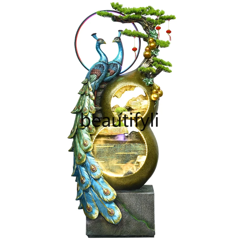 

New Chinese gourd fountain peacock flowing water ornament living room entrance office floor