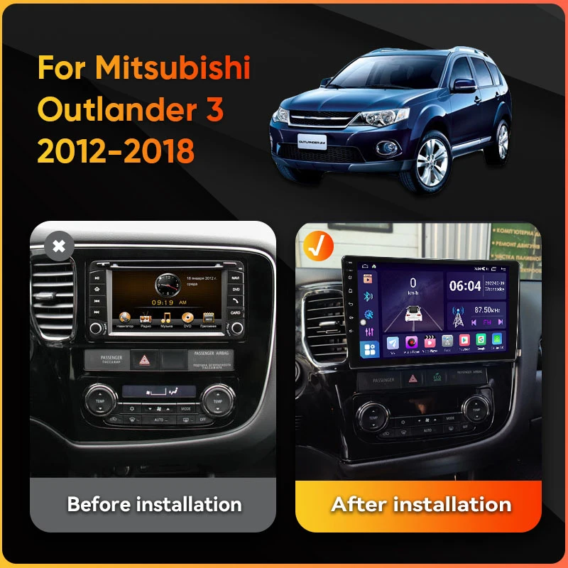 9 Inch Android 11.0 For Mitsubishi Outlander 3 2012 - 2018 Car Radio No 2din Multimedia Navigation GPS Stereo Video Player BT 4G