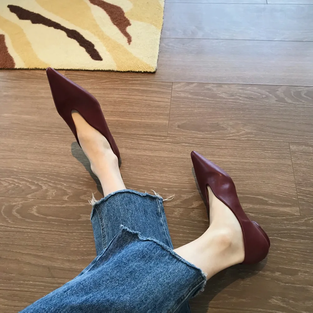 Trend Women Pointed Toe Dress Shoes Flats Work Shoe Retro Oxford Shoes Mules Casual Ladies Shoes Walking Leather Single Shoes image 4
