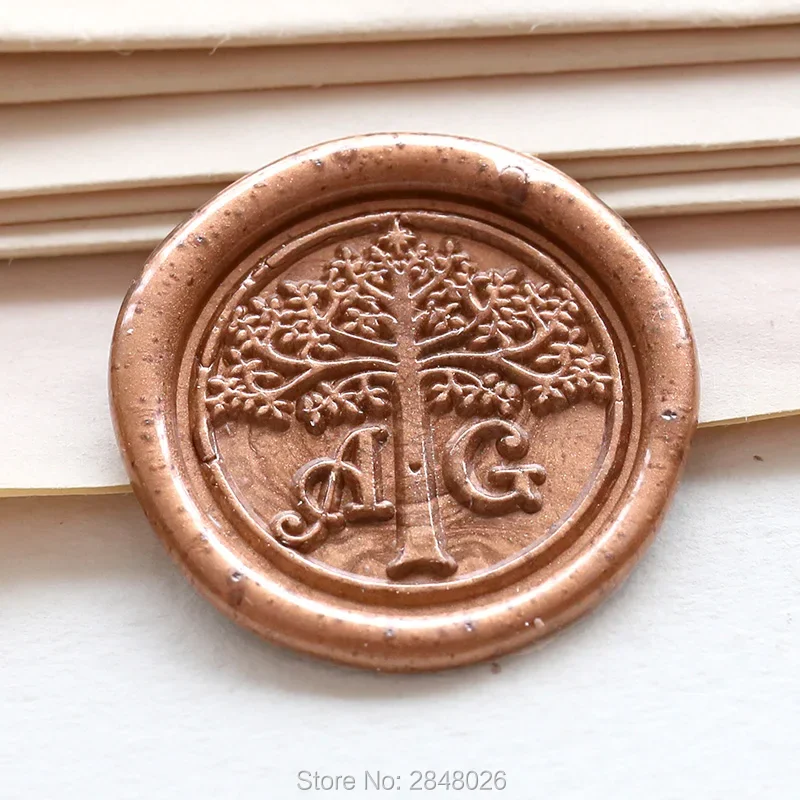 Custom initials Wax Seal Stamp,tree of life Seal Stamp Kit,wedding invitation seals,wedding gift,personalised wood wax stamp