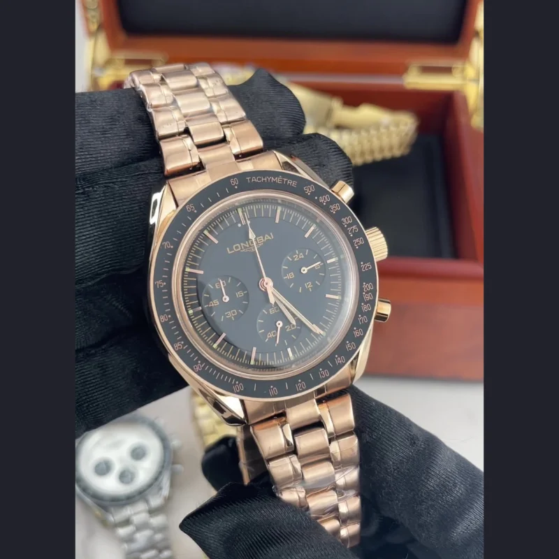 Quartz Watch for Man with Large Three Eye Dial Alloy Case and Stainless Steel Bracelet 30 Meter Waterproof