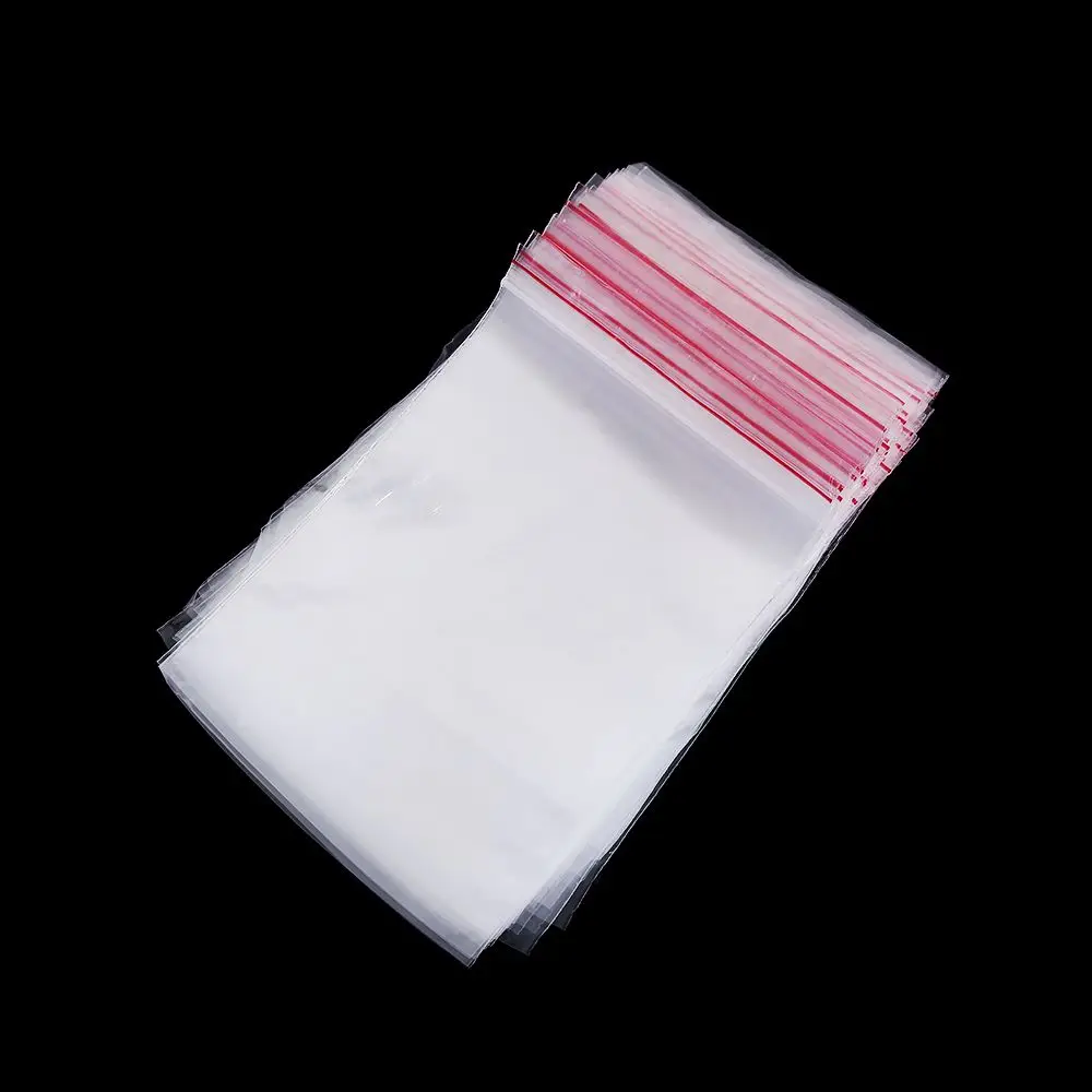 100 pcs/pack Home Mini Storage Packaging Jewelry Zip Bags Plastic Poly Clear PE Pouch