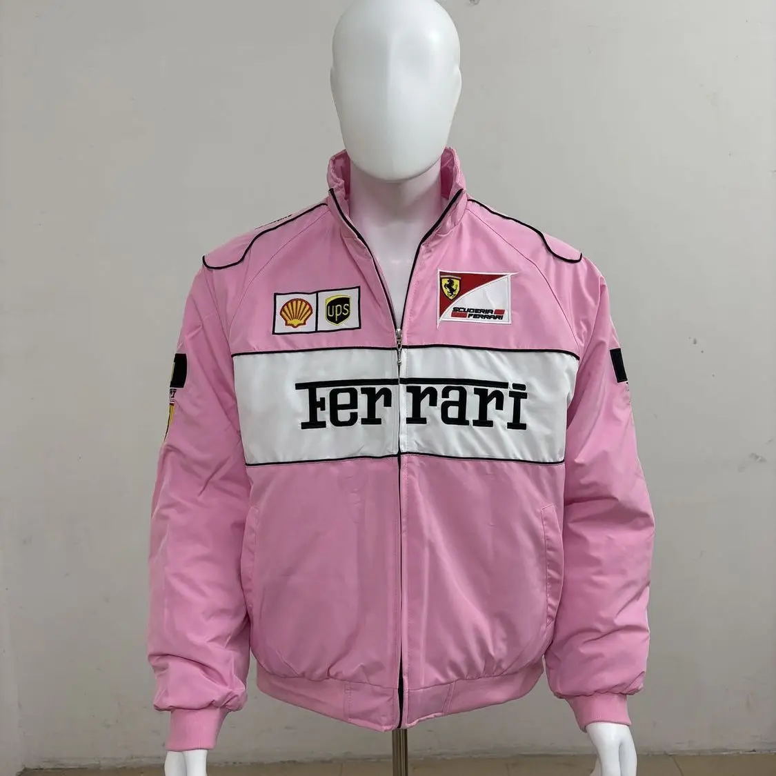 Chaqueta de carreras bordada acolchada de algodón Ferrari F1 para hombres y mujeres chaqueta de carreras Ferrari chaqueta de motocicleta para Ferrari 488 GTE EVO