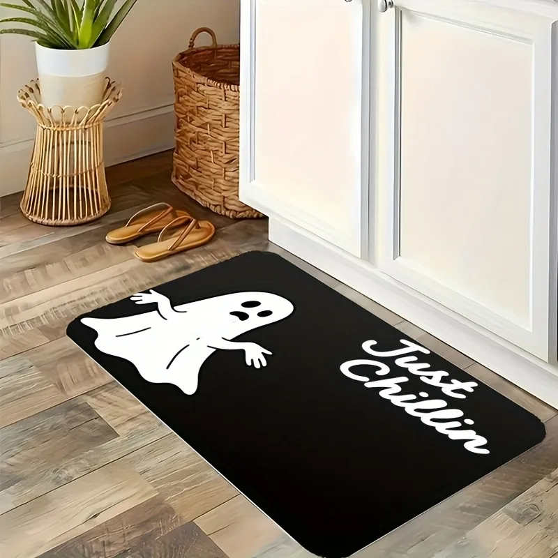 

1PC Just Chillin Pattern Kitchen Rug Non-Slip Door Mats Pop design Bathroom Rug Bath Mat Carpet for Home Sink Laundry Decor
