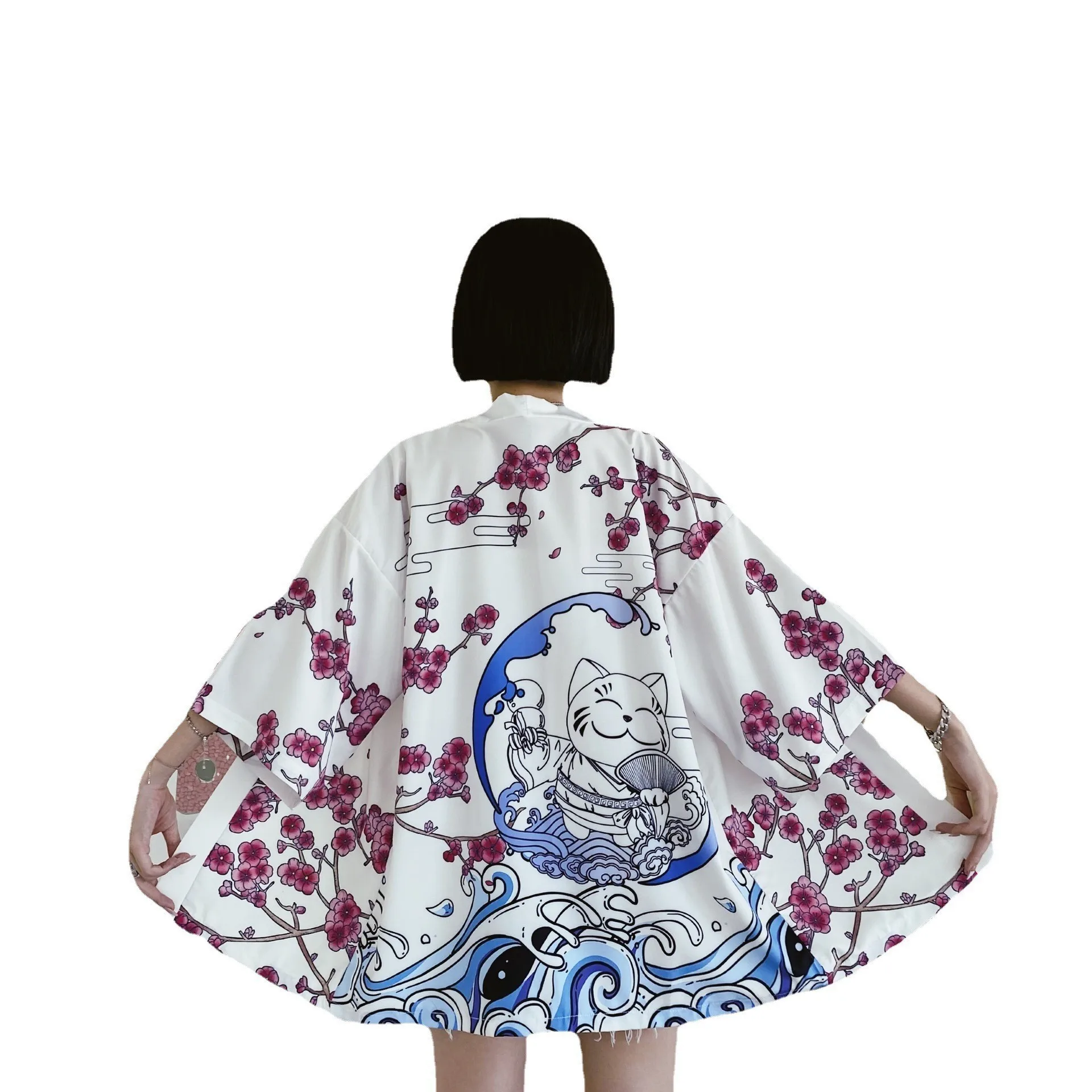 Japoński nadruk kota Haori Kimono Yukata Samurai Mężczyźni Kobiety Kimono Tradycyjne azjatyckie ubrania Harajuku Kardigan Koszula Cosplay