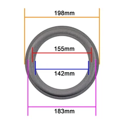 GHXAMP 8 inch 198mm 142MM For Jamo Speaker Foam Suspension Ring Outside Edge Gray Bass Horn Edge 2PCS