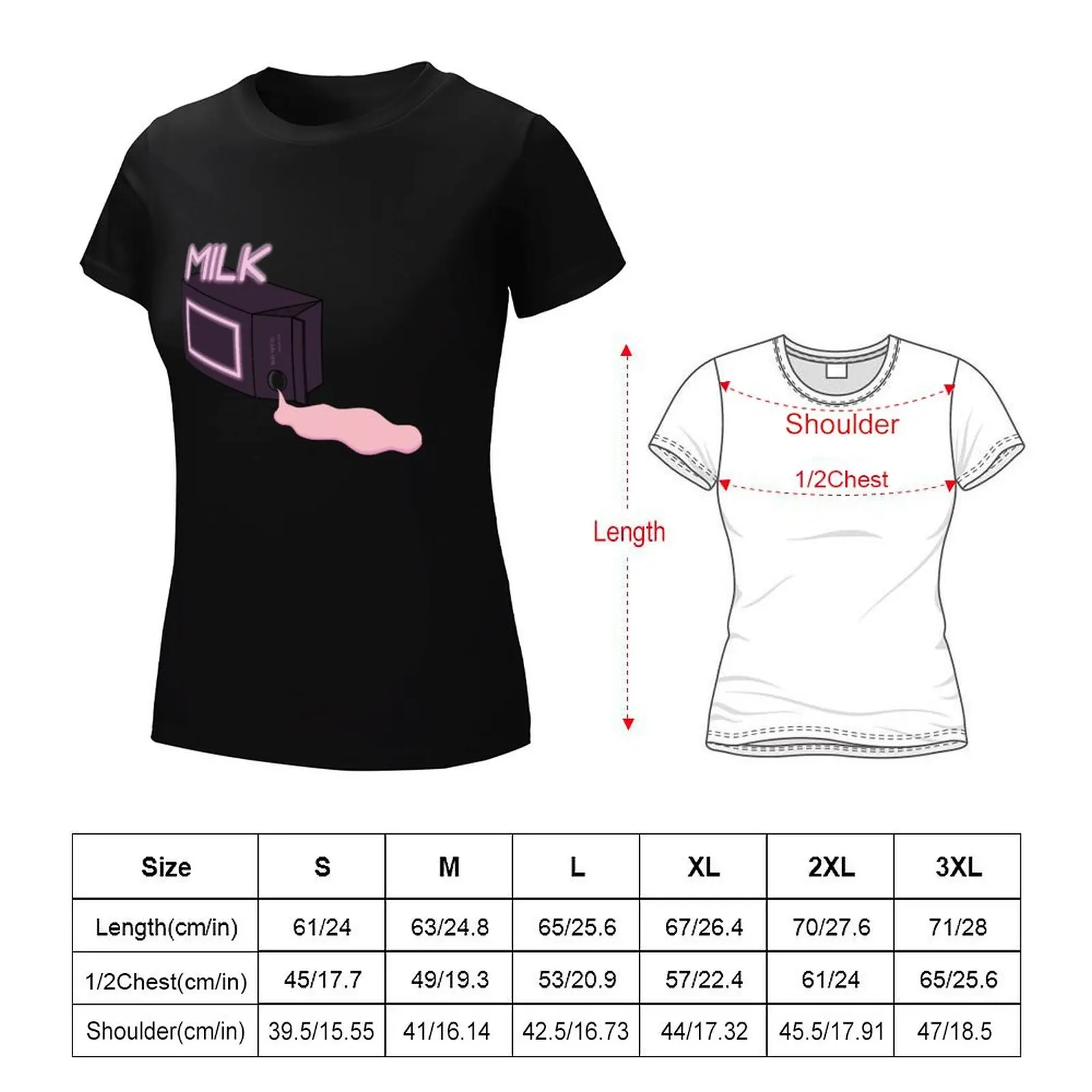 M I L K T-Shirt wanita, atasan lucu untuk wanita