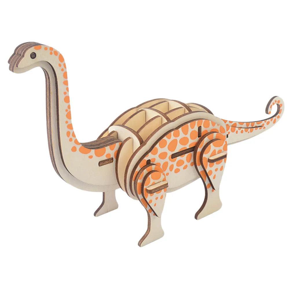 

3D Wooden Dinosaur Puzzle Creative Educational Cognitive Developing Assembled Jigsaw for Kids Children Students