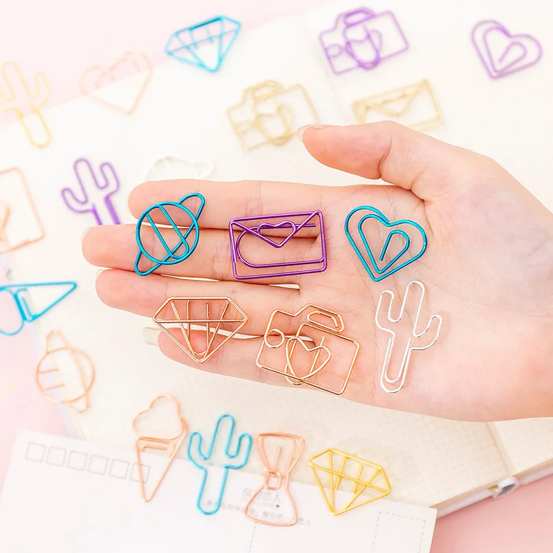 10pcs Mini Hollow Paper Clips Metal Binder Clips Planner Bookmarks Photos Letter Tickets Notes Holder Korean Stationery Office