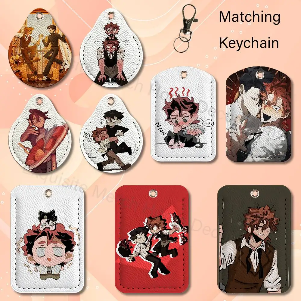 D-Dead P-Plate Vincent Rody PU Leather Card Holder Keychain Key Ring Door Lock Access Card Air Tag Case Keychain Card