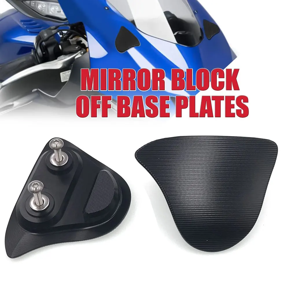 

New Motorcycle Black Rearview Mirror Block Off Base Plates Cover Fit For Yamaha YZF R1 YZF-R1 YZFR1 2020 - 2024
