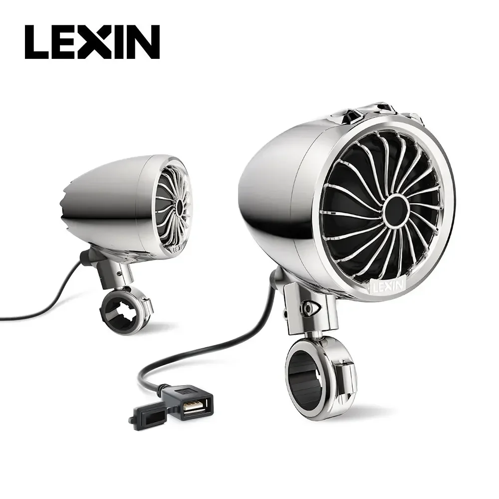 Lexin Motorcycle accessories Motor Speakers Q3 USB FM function Bluetooth 5.1 IP67 Waterproof 150W Built in LED Turn Signal