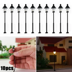 10 sztuk LED Park latarnie lampy 45mm N skala 1: 160 Model kolejowy wystrój Bonsai lampa uliczna światła pojedynczy klosz pociąg układ zabawki