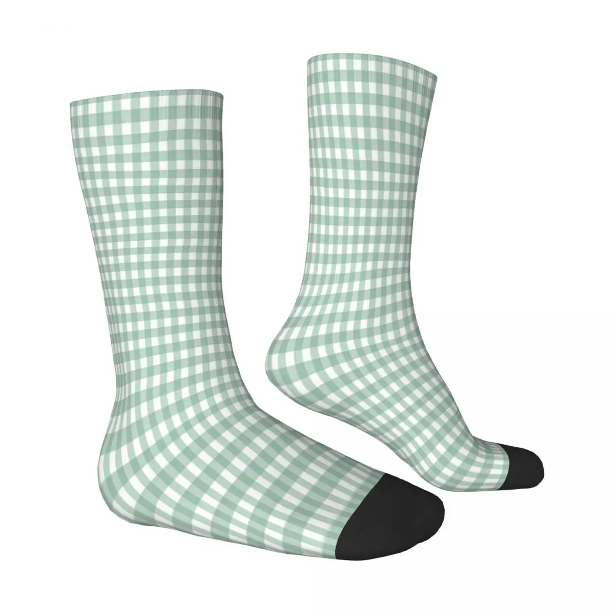 Sage Green Gingham Check Socks Male Mens Women Summer Stockings Hip Hop