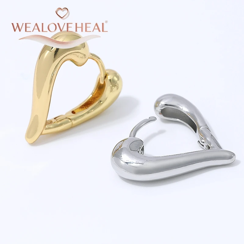 18K vergoldete Messing-Herz-Huggie-Ohrringe für Damen, minimalistischer Luxus, Liebes-Creolen, modischer Alltagsschmuck, Valentinstag- und Geburtstagsgeschenk – Detail 18