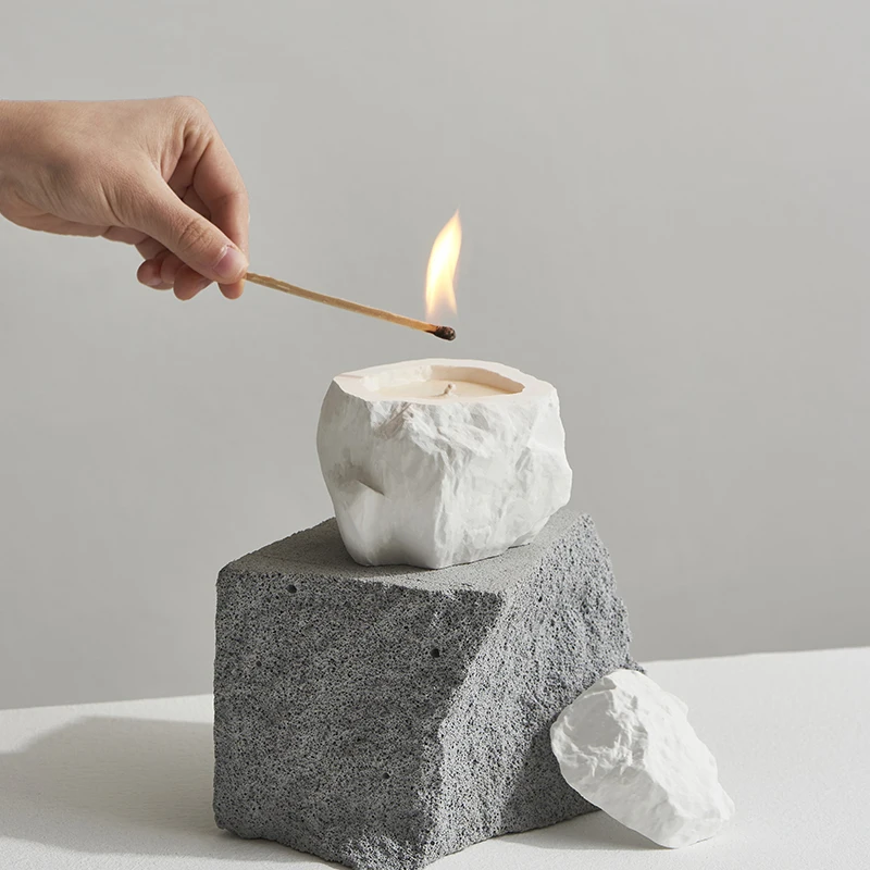 Plaster Crushed Stone Scented Candle Diffuser Gypsum Bedroom Ornaments Birthday New Year\'s Gift Smokeless Fragrance Decoration