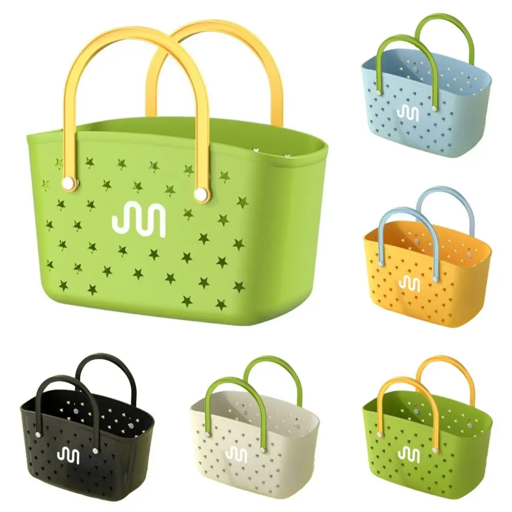 

Shopping Bag Hollow Bath Drain Basket Large Capacity Creative Handbags with Hole DIY Waterproof Picnic Tote Bag Travel