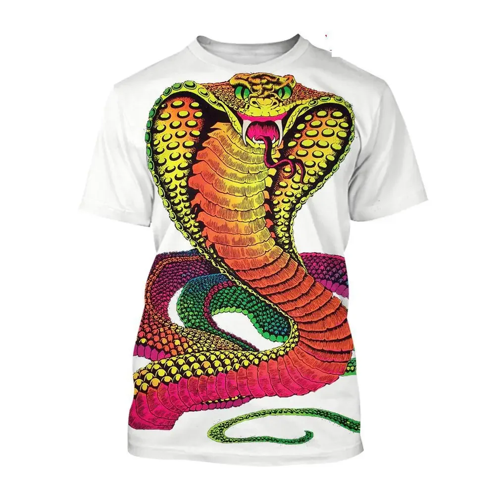The Latest Summer Boys And Girls Fashion 3d Printing Snake Print T-shirt Personality Creative Breathable Light Sports Top