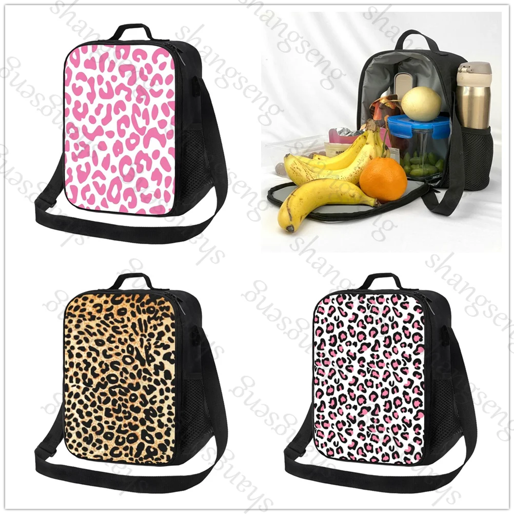 

Leopard print Printed Insulated Thermal Bag Lunch bag Foods Drink Storage Leakproof Picnic Camping Bags Outdoor Box beach