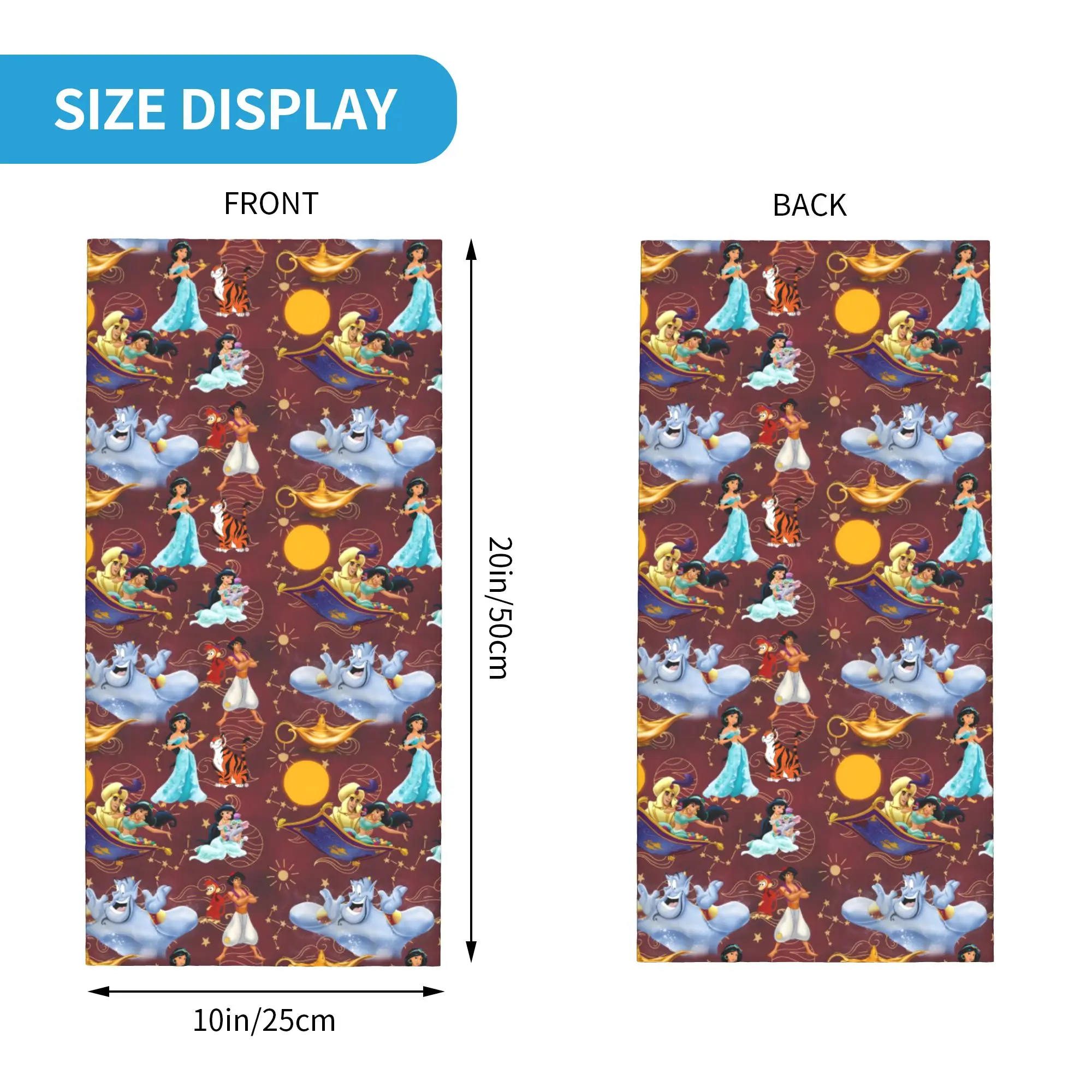 Custom Cartoon A-Aladdin Bandana Neck Gaiter UV Protection Face Scarf Cover Women Men Fantasy Film  Headwear Tube Balaclava