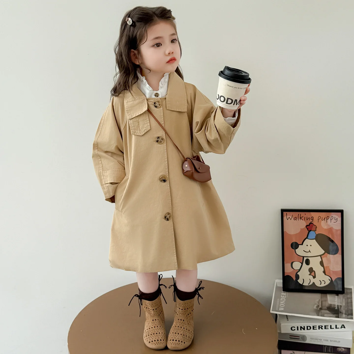 

3-12Y Girl's trench coat autumn 2025 new children's British style in the long coat girl autumn coat 90-140cm