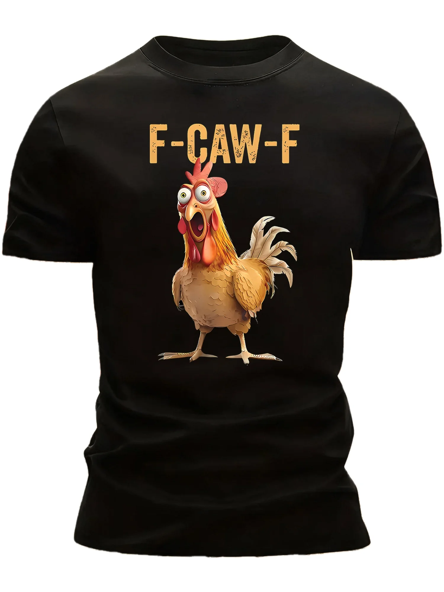 Men Funny F-CAW-F Screaming RoosterGraphicTShirtVintageDistressedLetterPrintCrewNeckShortSleeveTeeSummerCasualStreetwearMaleTops