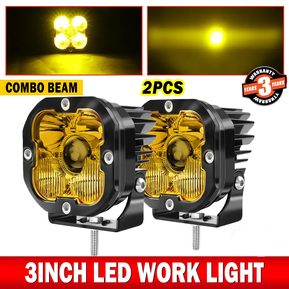 NI-SHINE 3 inch LED Light Pods Spotlight 6000K 3000K Upgraded Spot Flood Beam For Offroad 4x4 Ford Truck Pickup ATV 12V 24V