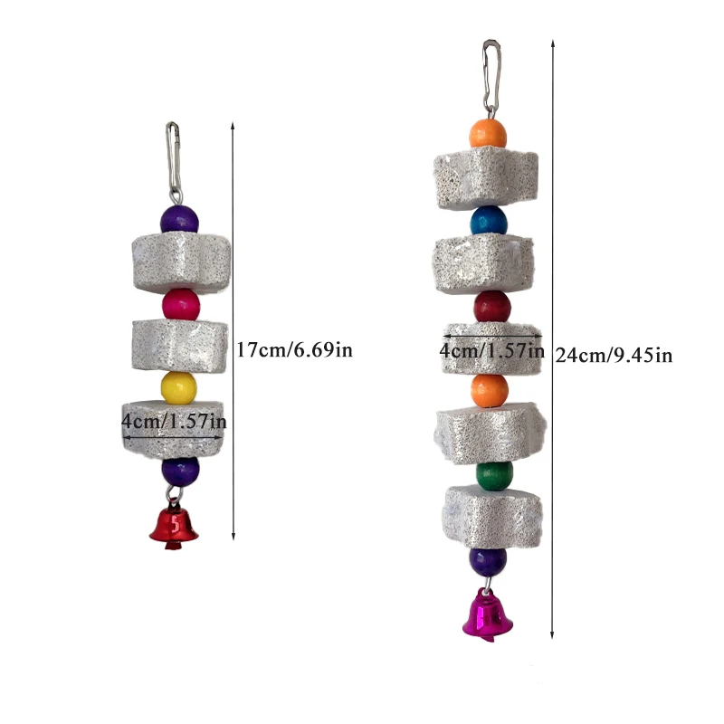 Natural Mineral Teeth Molar Stone Pet Hanging String Molars Toys for Guinea Pig Hamster Rabbit Teeth Grinding Stone view 2