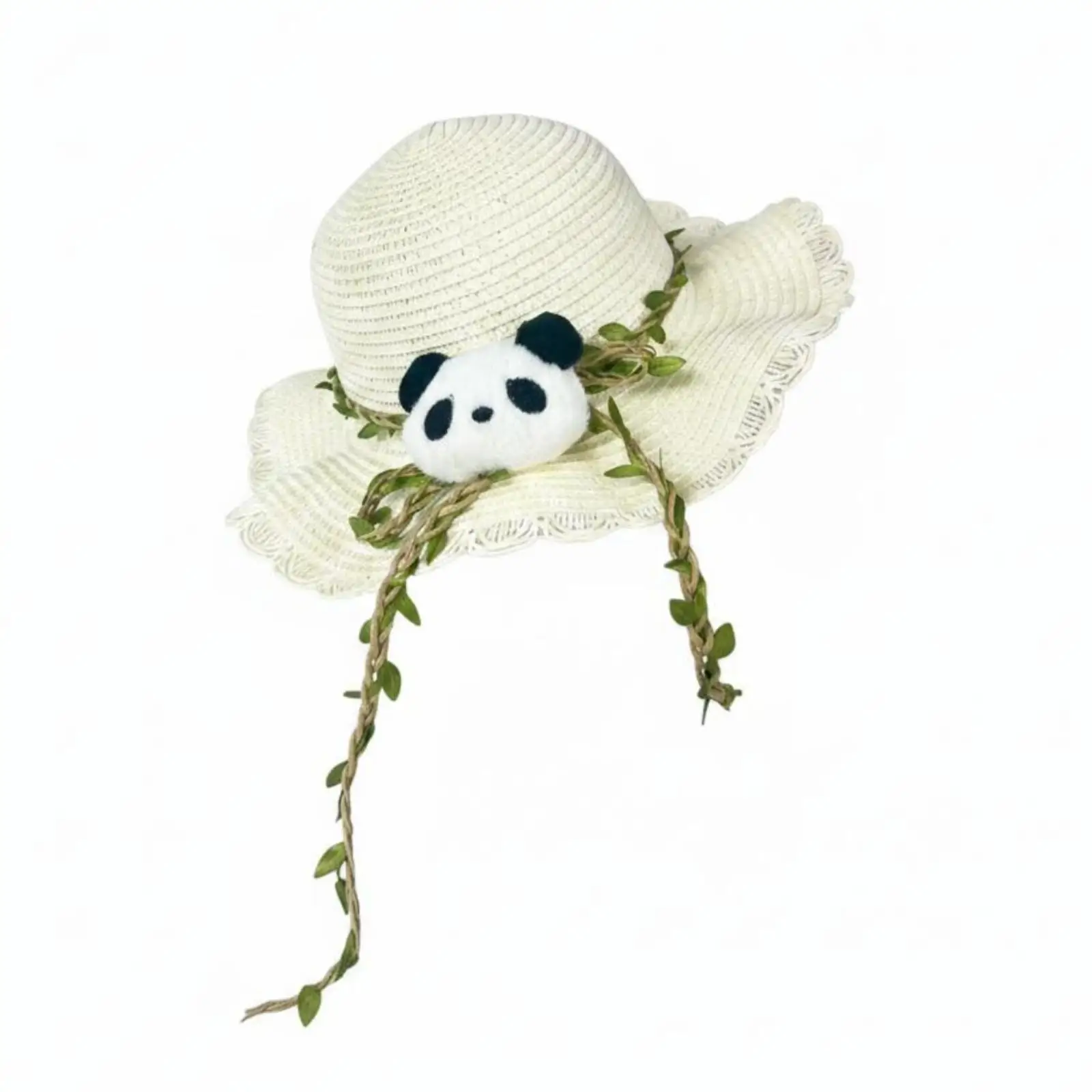 Cartoon Panda Beach Hat Breathable Children's Straw Sun Hat Protection