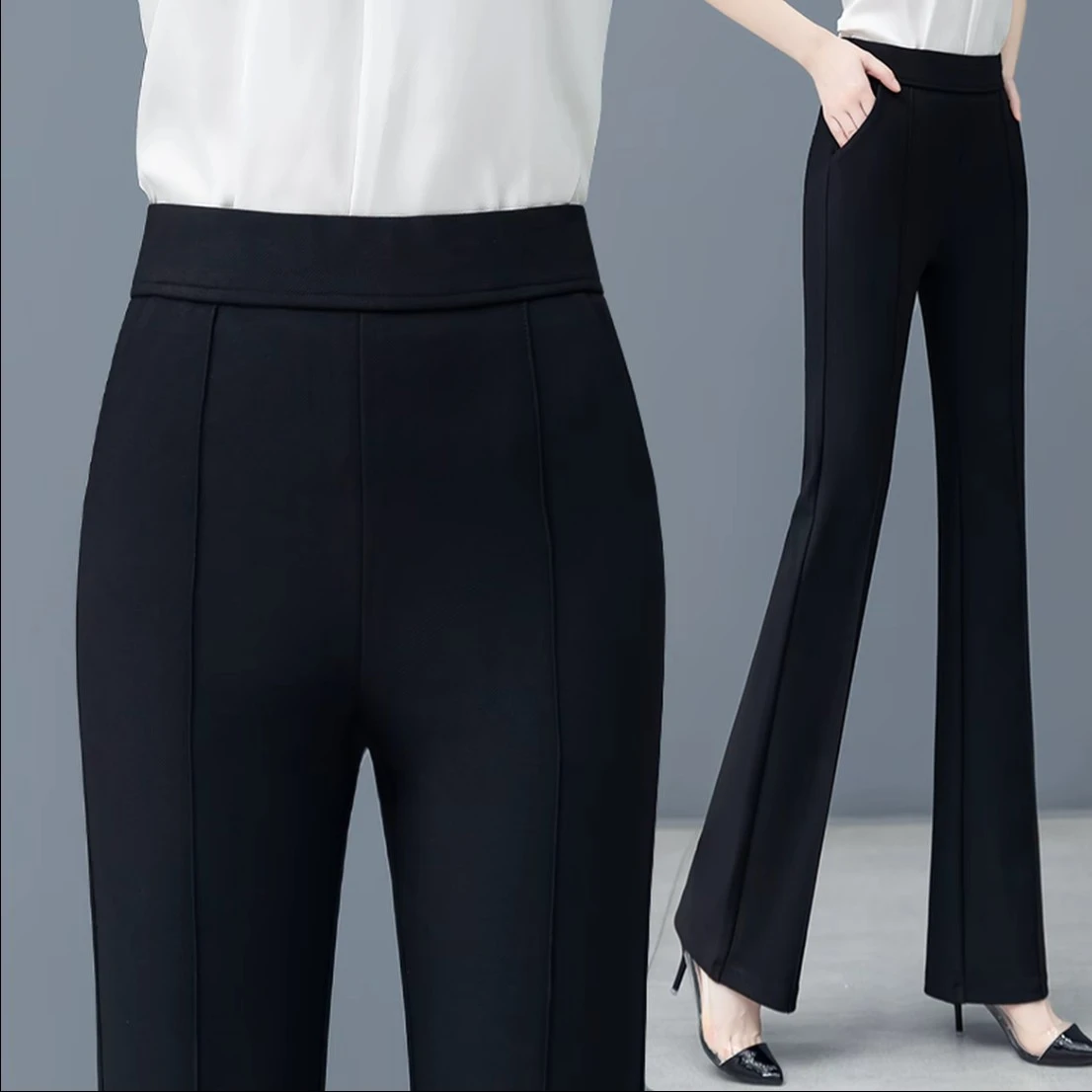 Women's Suit Micro pull pants Spring Summer New High Waist Nine-point Straight Trousers