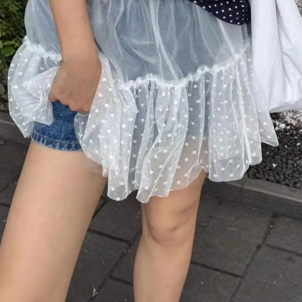 New Embroidered Flower Lace Mini Skirt Y2K Streetwear Harajuku Lace Up Ruffles Skirt See Through Pleated Skirts Jeans Decoration