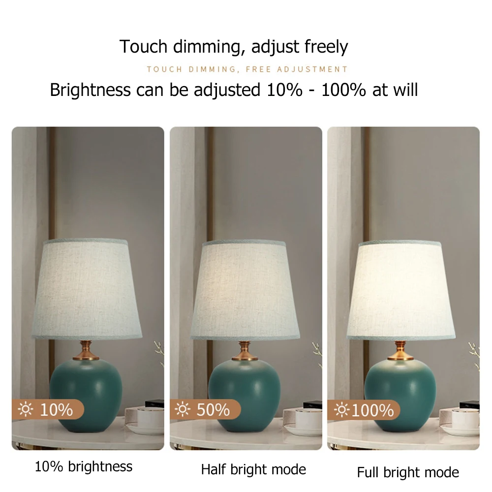 ULANI Touch Dimmer Table Lamp Contemporary Ceramic Desk Light Decorative for Home Bedroom