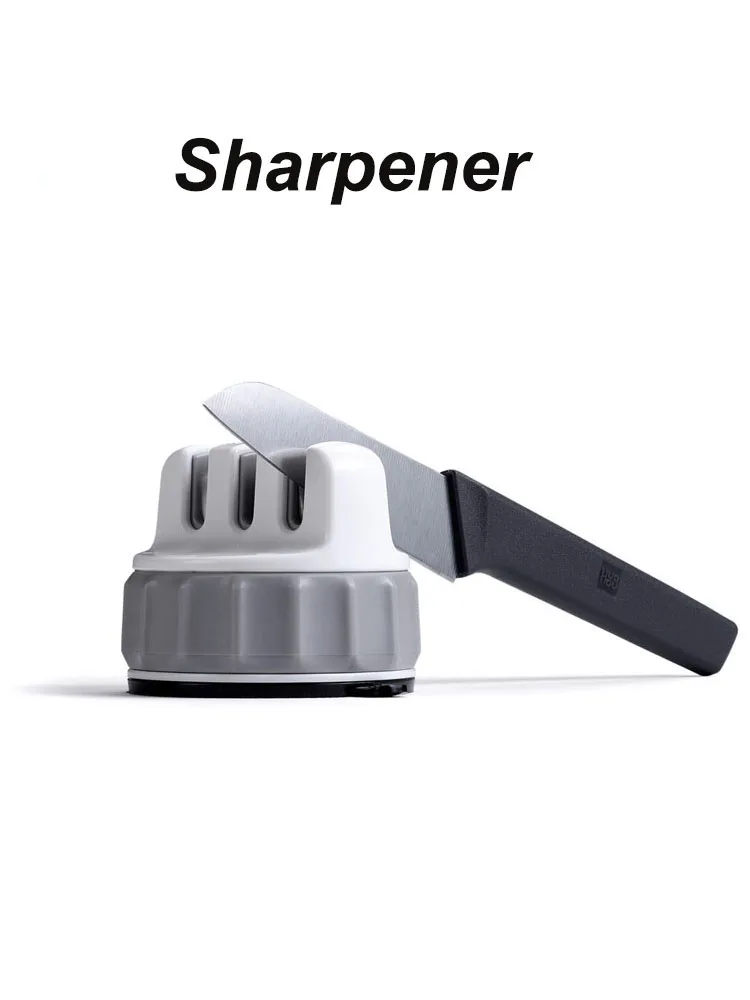 Original Huohou Mini Knife Sharpener Fixable Sharpen Stone Trible Wheel Whetstone Super suction Knife Sharpening Tool Grindstone