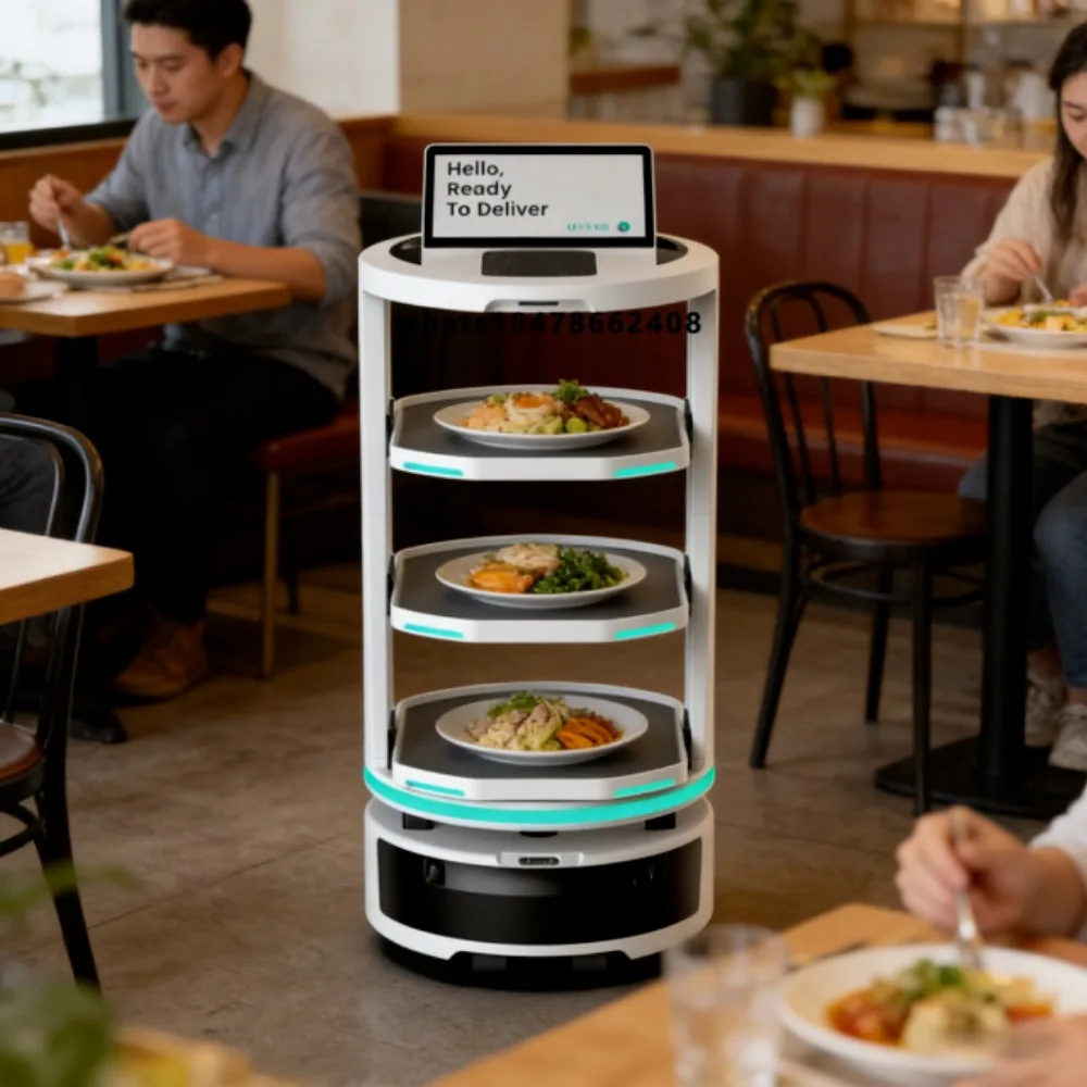 Temi GO AI Commercial Restaurant Service Robot 13.3 Touchscreen Auto Charge Customizable for Restaurant/Hotel/Mall Delivery