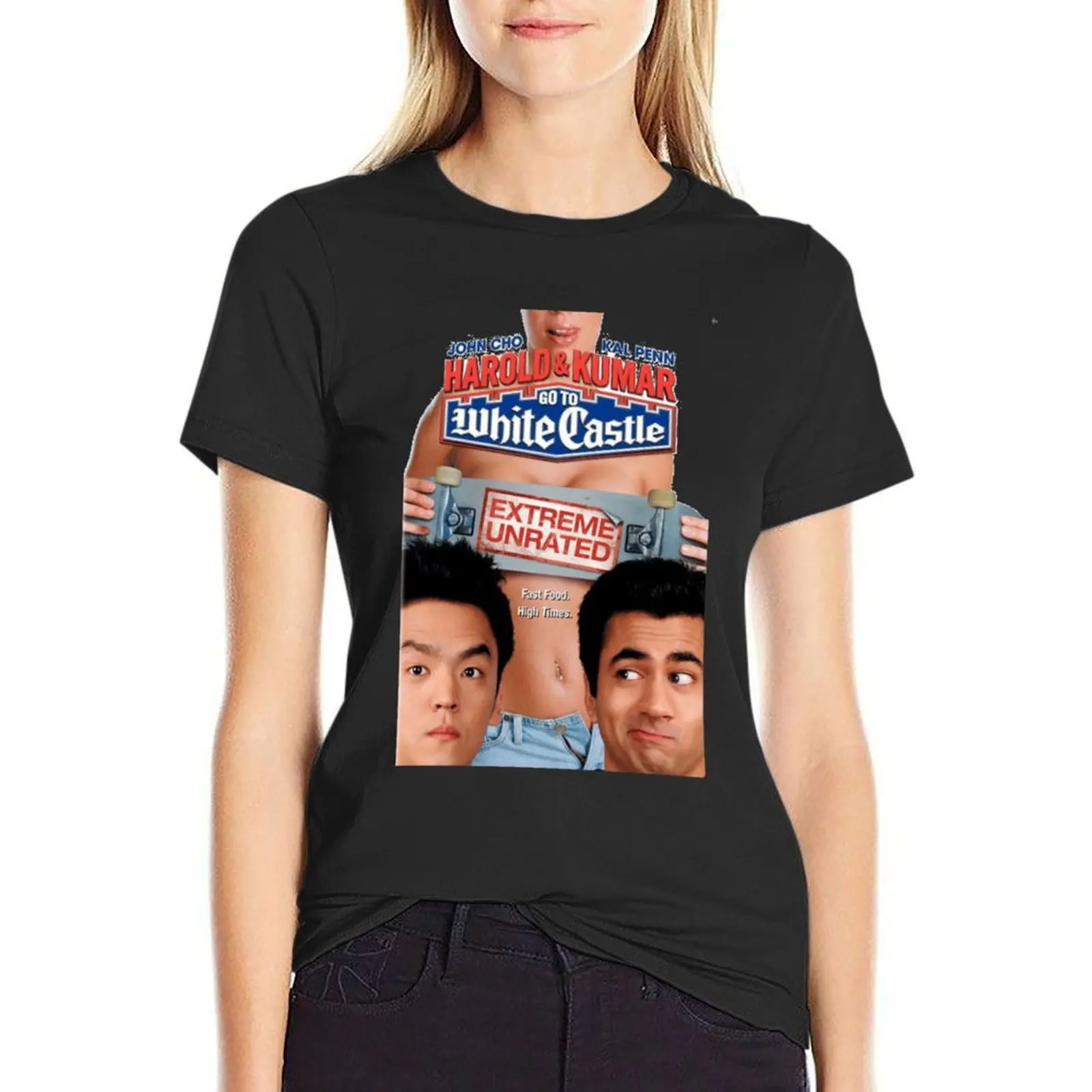 

Harold and kumar go to whitecastle T-Shirt summer top Short sleeve tee summer blouses woman 2024