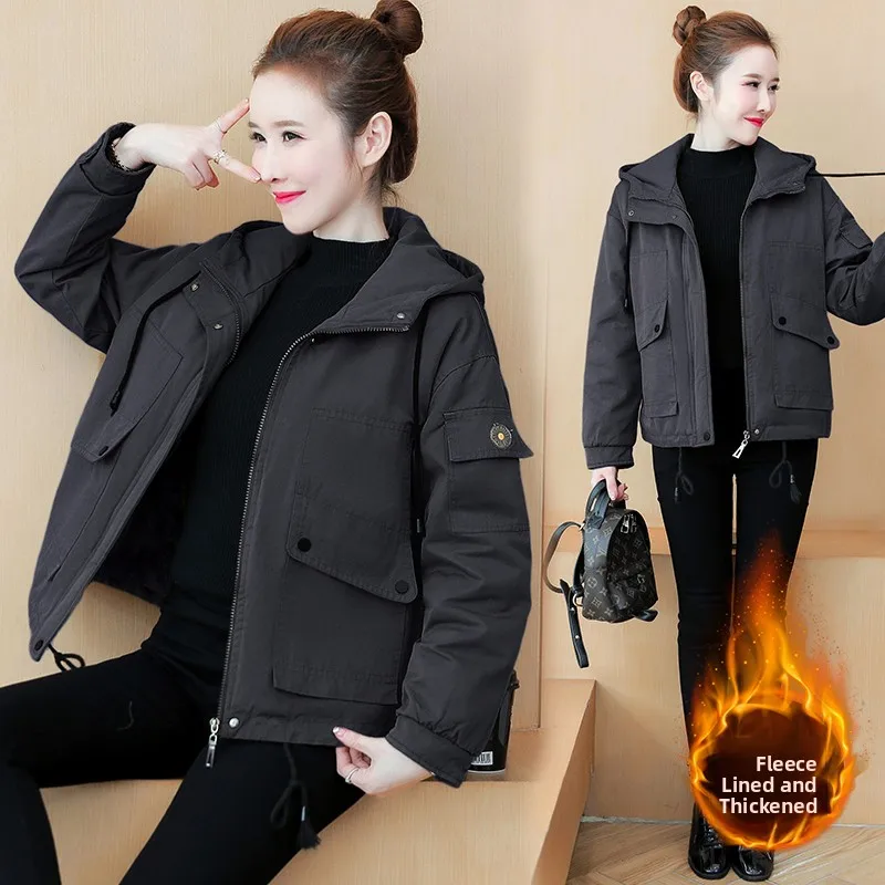 

Женская утепленная хлопковая куртка-парка оверсайз в корейском стиле, зима 2023, свободный крой, большие размеры
