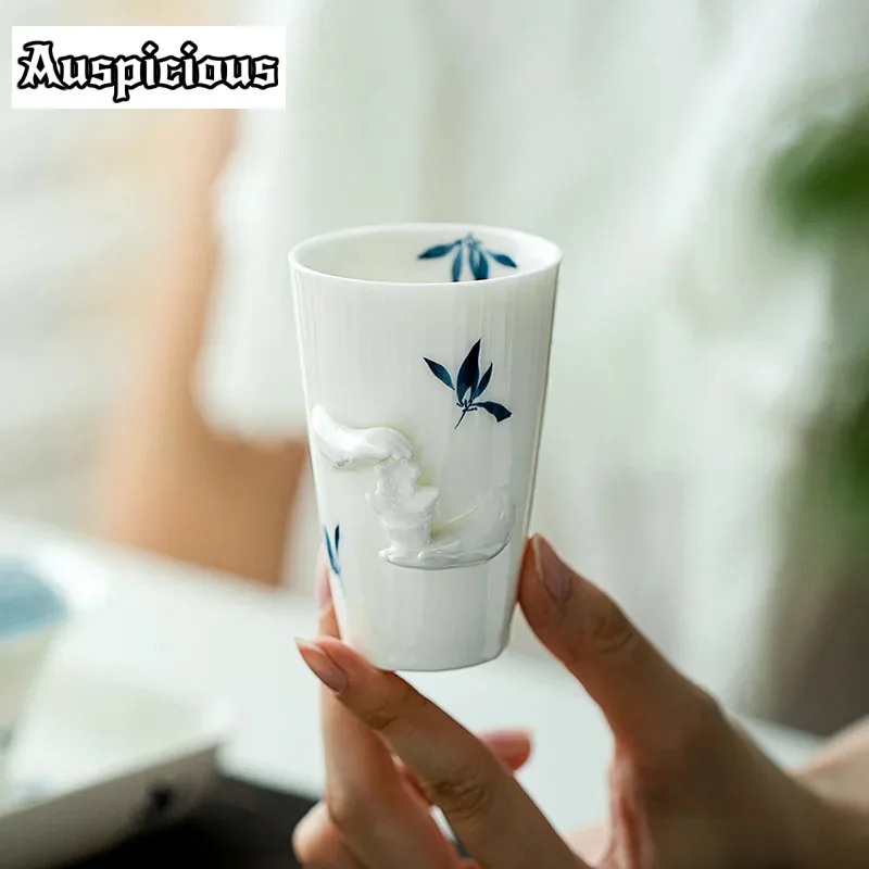 90ml Pure Hand-painted Butterfly Orchid Holding Vase Cup Teacup Japanese Master Cups Personal Cup Household Tea Items Craft Gift