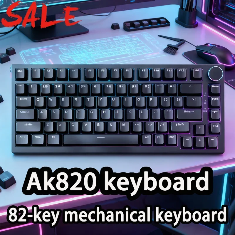 Ak820 لوحة المفاتيح الميكانيكية السلكية USB 75% الضوء الأبيض طوقا مفتاح كامل الساخن مبادلة Esports الألعاب لوحة المفاتيح مخصص لأجهزة الكمبيوتر المحمول #5