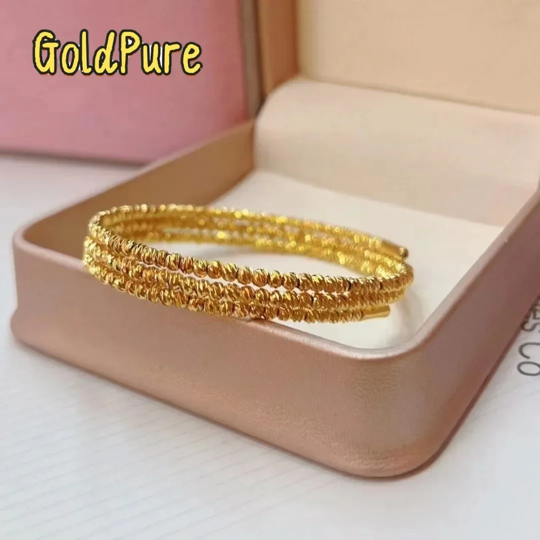 

Золотой браслет Goldpure для женщин, с эффектом мерцания, из 24-каратного золота 9999 пробы, с тремя пружинными петлями